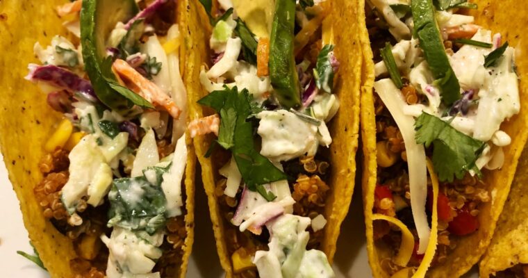 The Most Delicious Vegetarian Tacos with Creamy Slaw