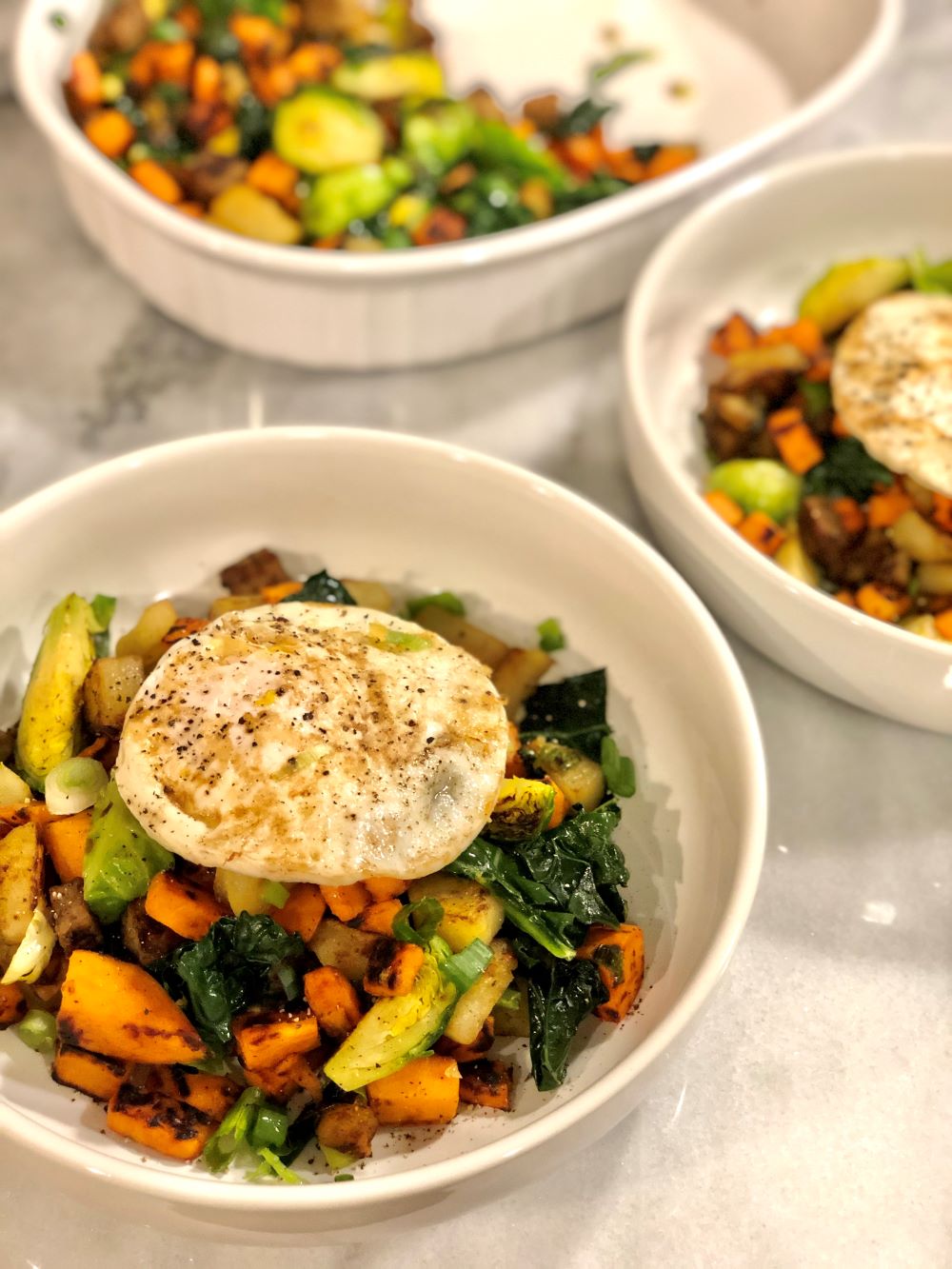 Breakfast Hash Bowls with Sausage and Winter Veggies