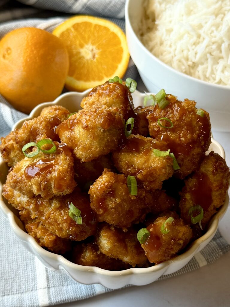 Crispy Orange Chicken with Coconut Rice
