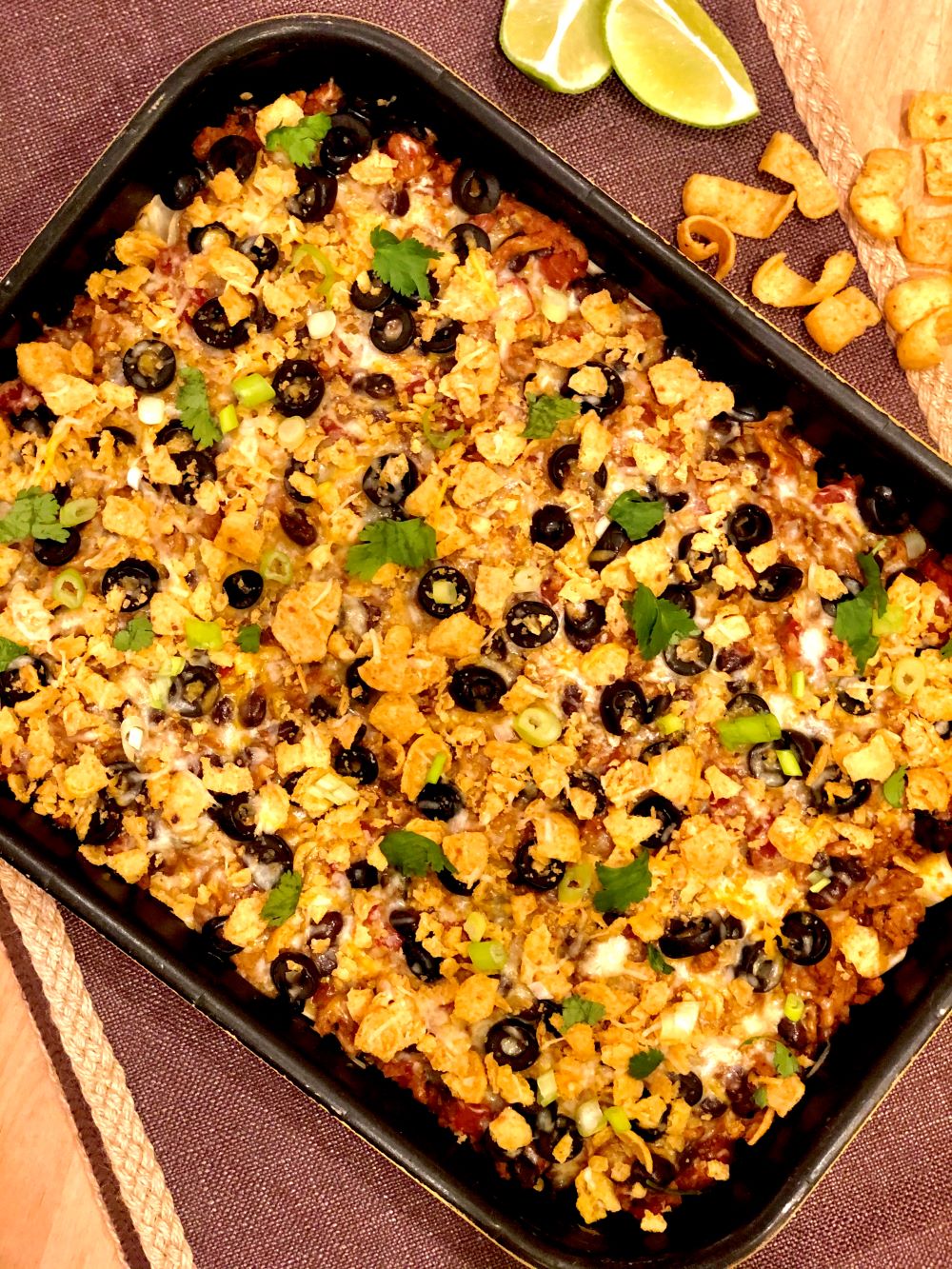 Enchilada Casserole with Toasted Corn Chips