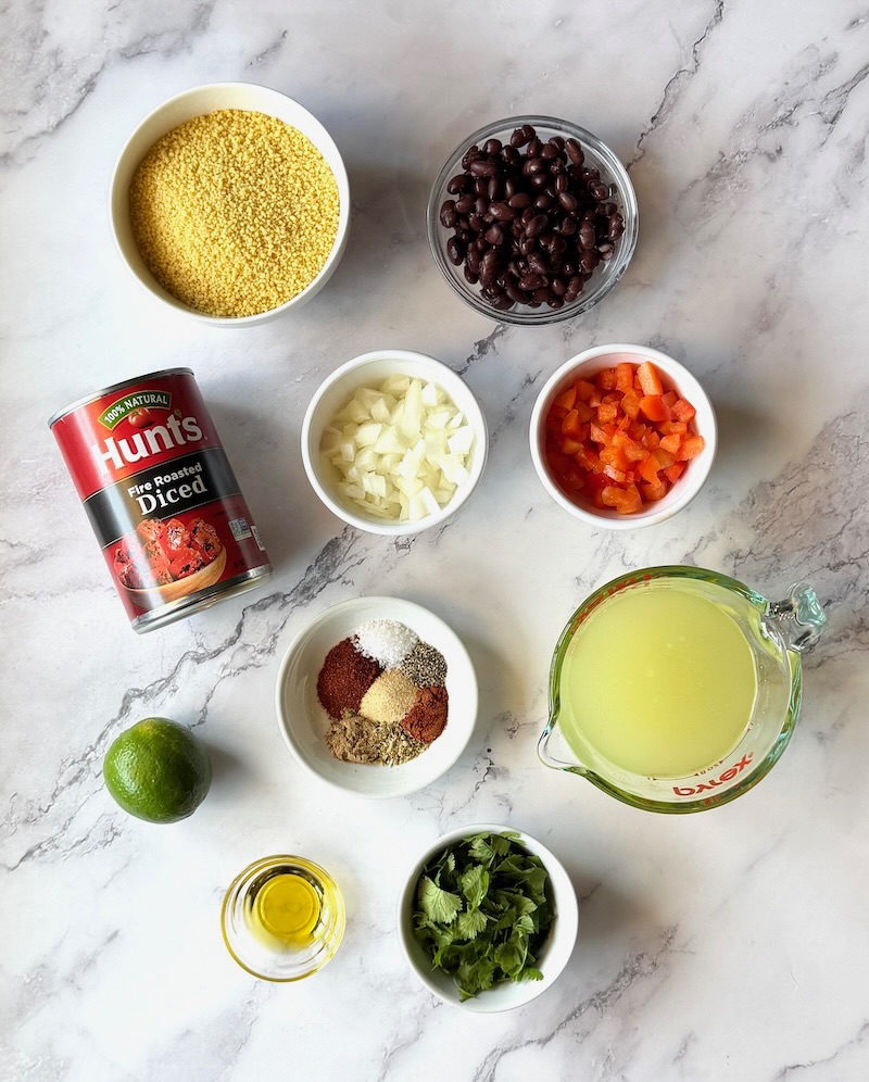 Ingredients displayed for Mexican couscous