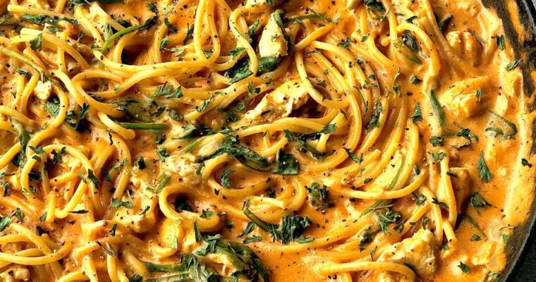Skillet Chicken Spaghetti With Spinach