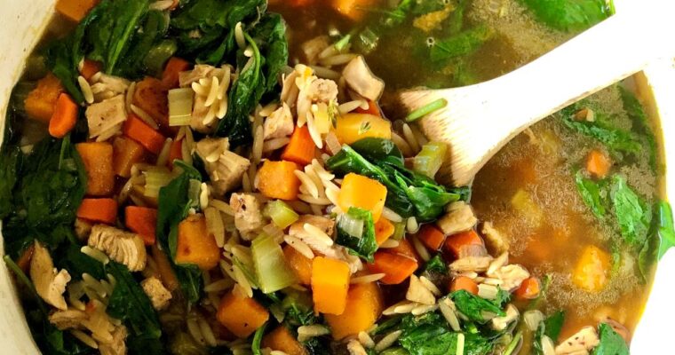 Autumn Chicken Soup with Orzo
