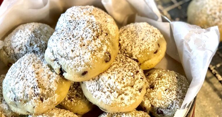 Pistachio Mini Chip Snow Ball Cookies