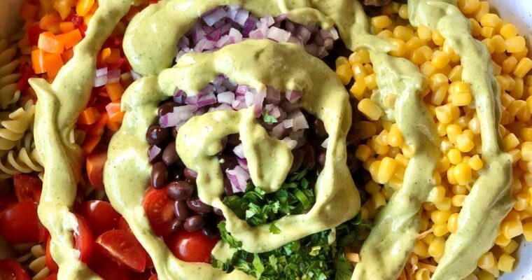 Southwest Pasta Salad with Avocado Ranch Dressing