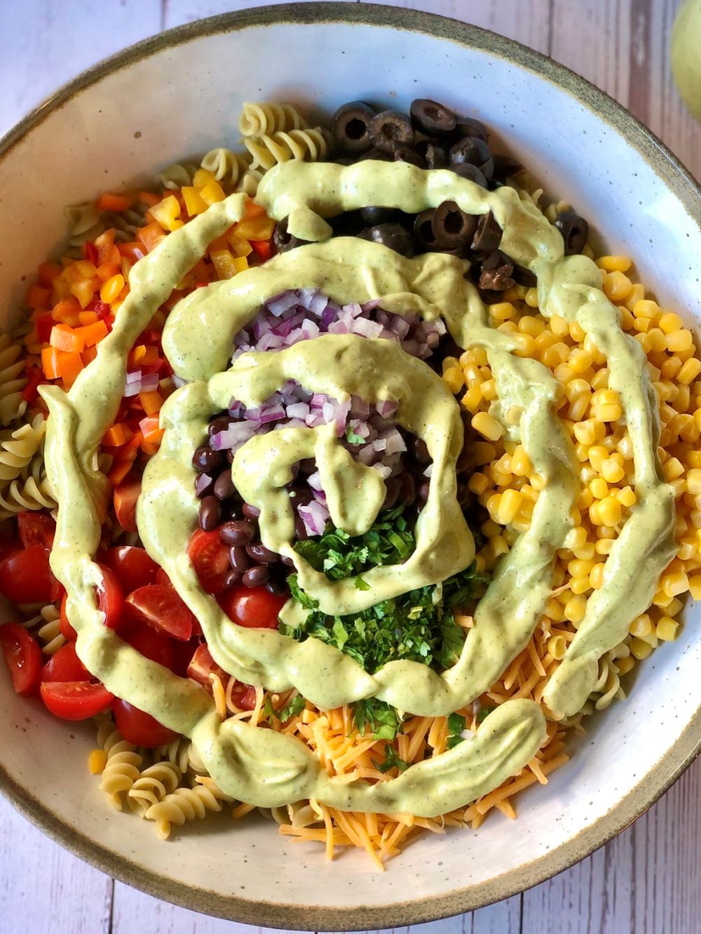 Southwest Pasta Salad with Avocado Ranch Dressing