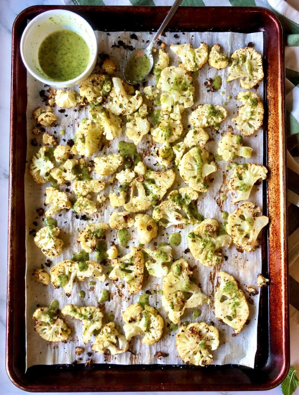 Roasted Cauliflower with Mint Dressing