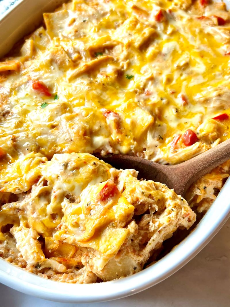 Low-Carb King Ranch Chicken Casserole