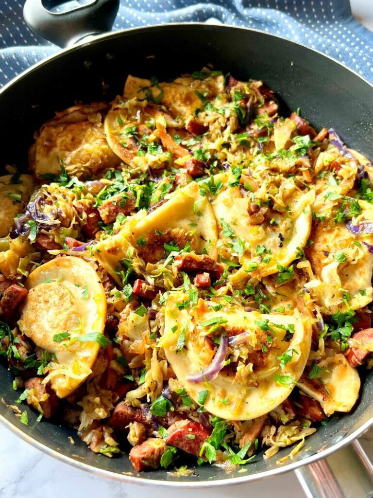 Pierogi and Smoked Sausage Skillet Meal