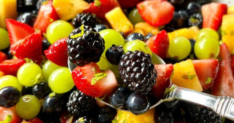 Fruit Salad with Honey Lime Mint Dressing