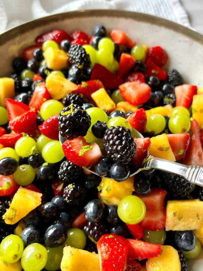 Fruit Salad with Honey Lime Mint Dressing