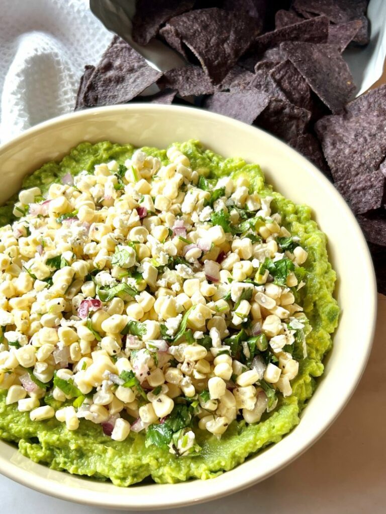 Guacamole With Corn Feta Salad