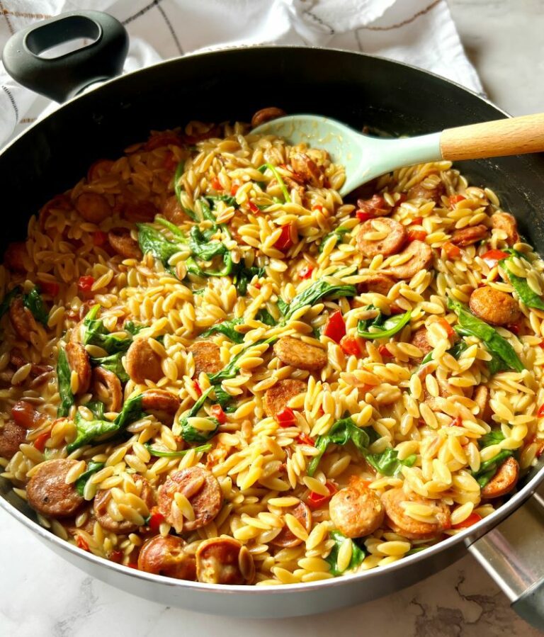 Cajun Chicken Sausage Orzo Skillet