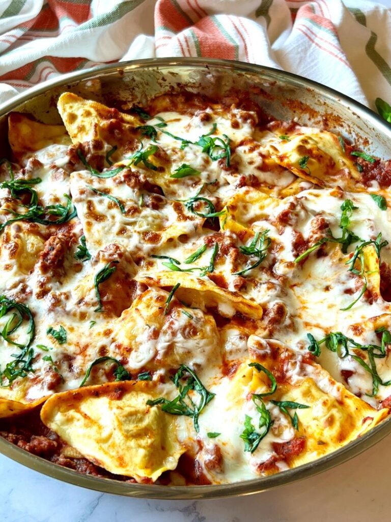 Skillet Ravioli With Meat Sauce