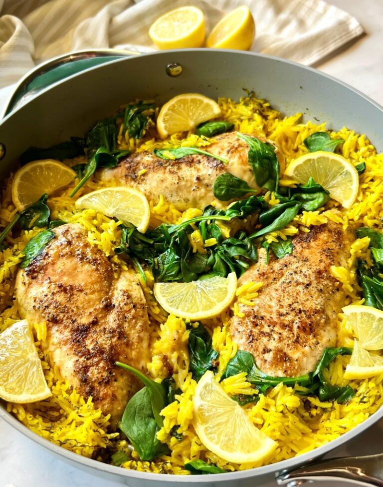 One-Pan Lemony Chicken and Rice with Spinach