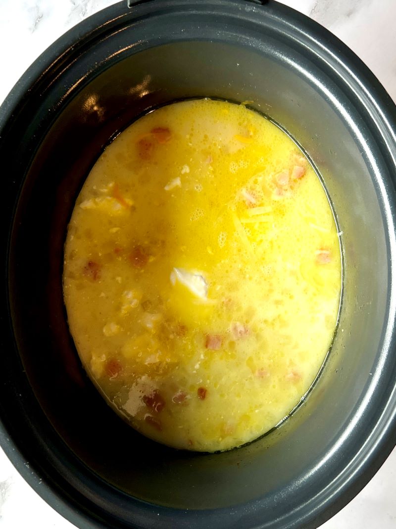 Added milk, cornstarch, sour cream, and cheese with the broth and potatoes and ham.