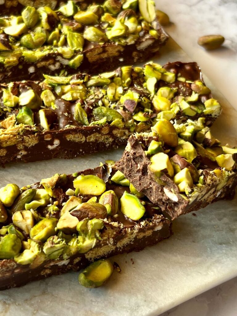 Chocolate Peanut Butter Pistachio Bars