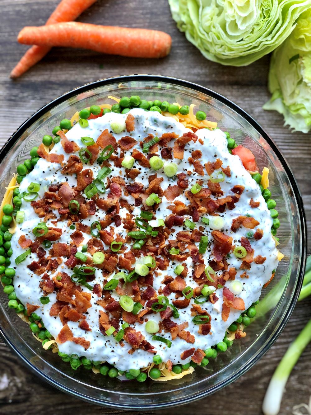 Layered green salad