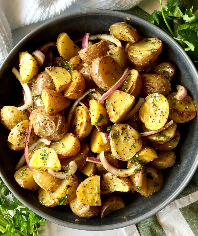 warm honey mustard potato salad