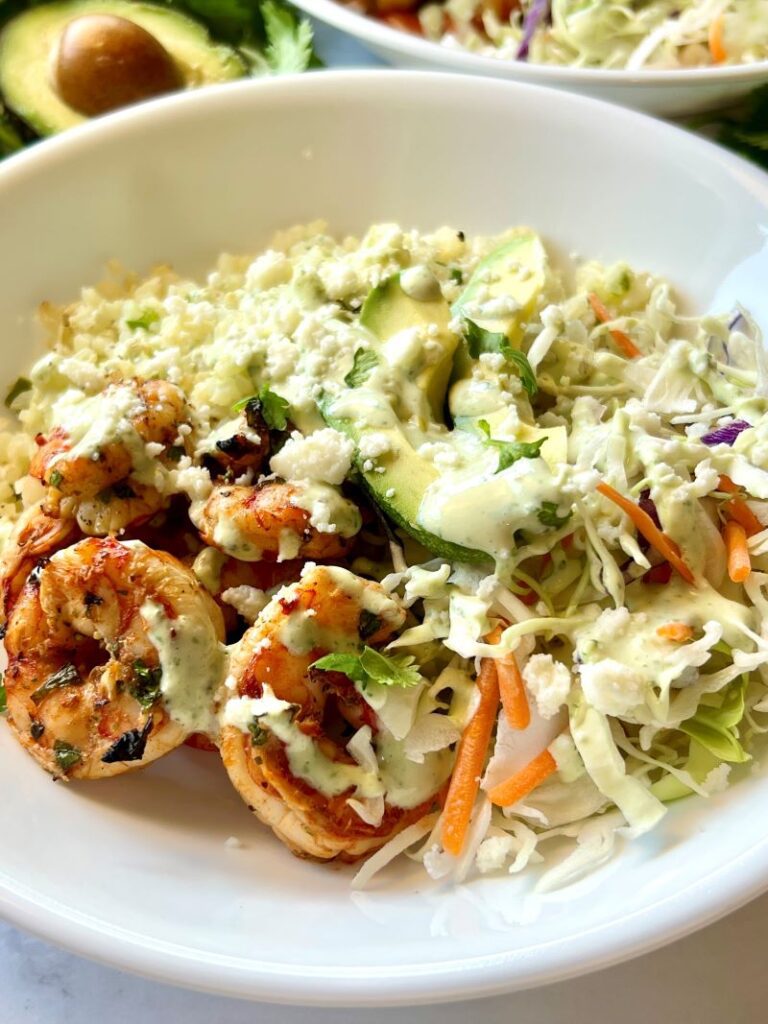 Grilled Shrimp Bowls with Creamy Cilantro Dressing