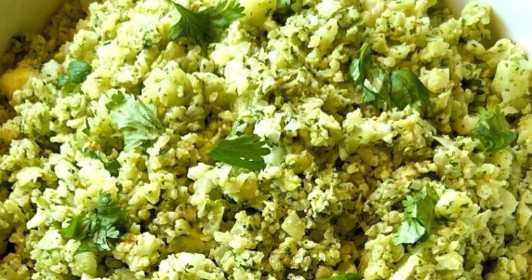 Cilantro Pesto Cauliflower Rice