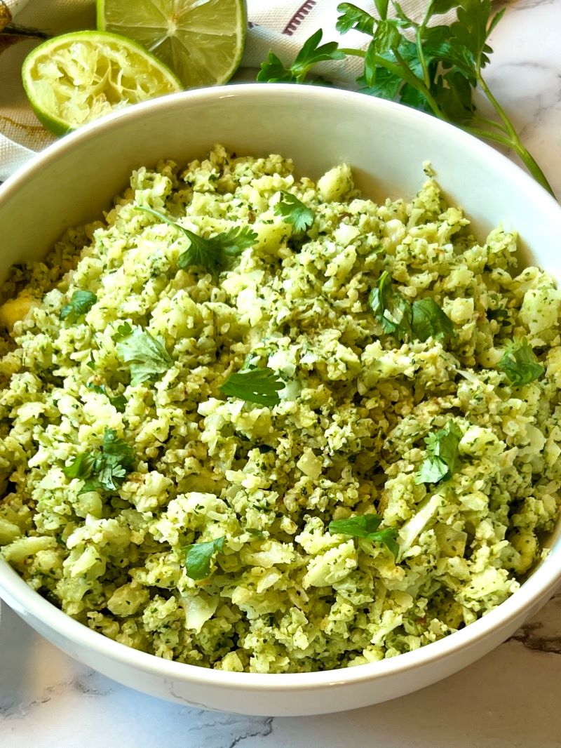 Cilantro Pesto Cauliflower Rice