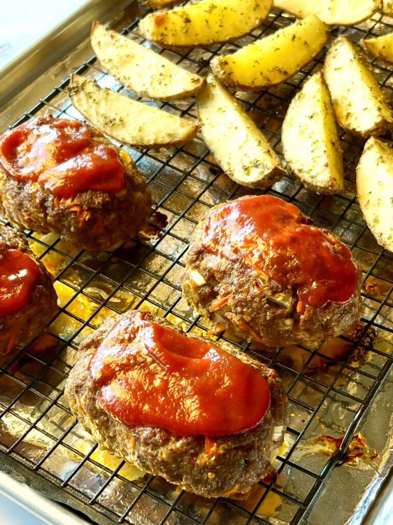 Sheet Pan Mini Meatloaf and Potatoes