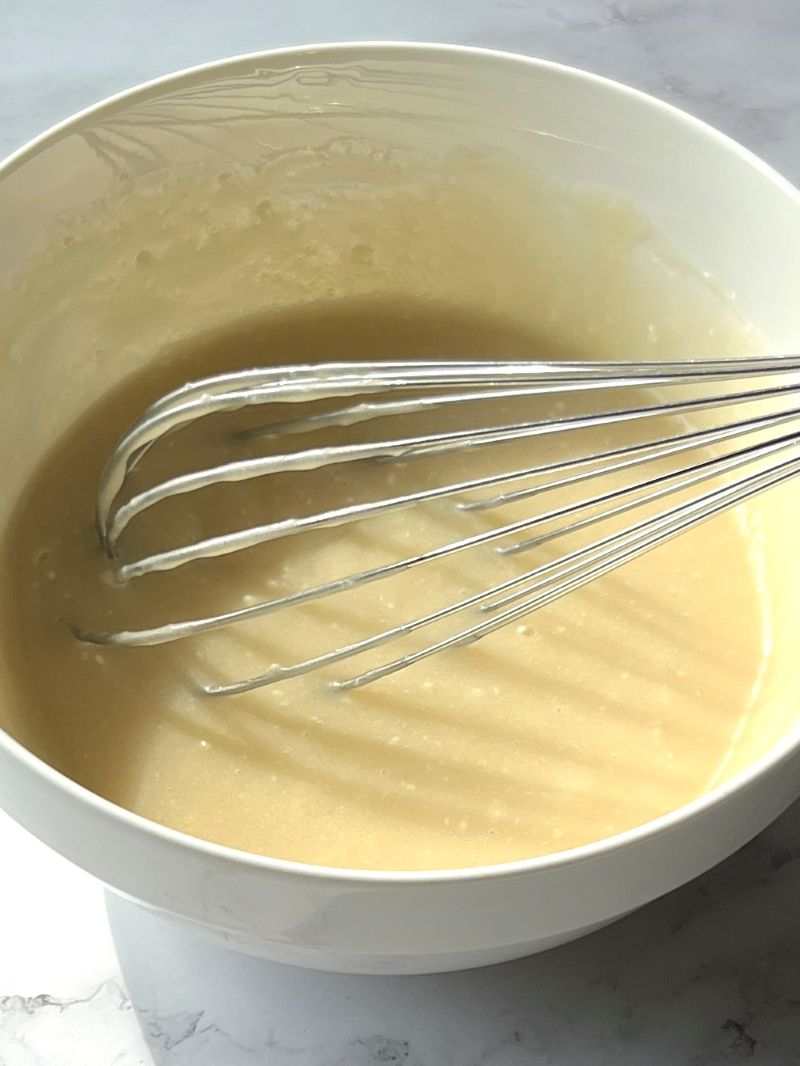 Icing mixed with powdered sugar, cream cheese, and milk. 