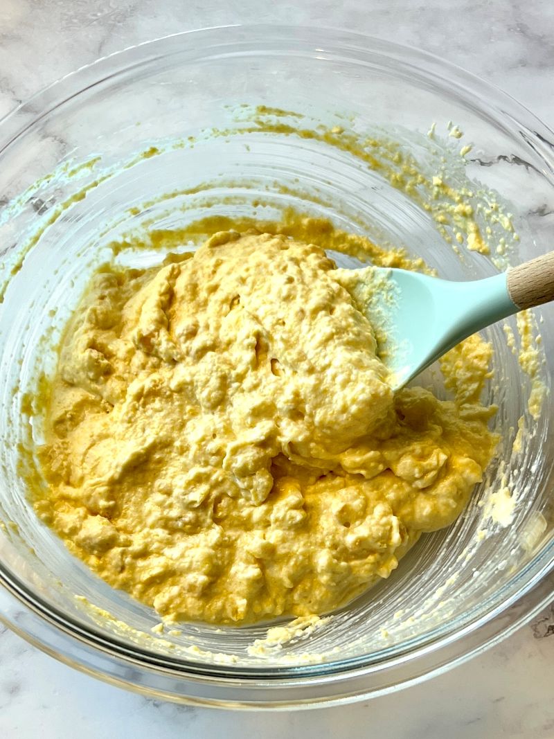 Cornbread mix combined with creamed corn, sour cream, and milk.