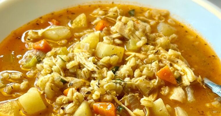 Chicken Barley Soup (with rotisserie chicken)