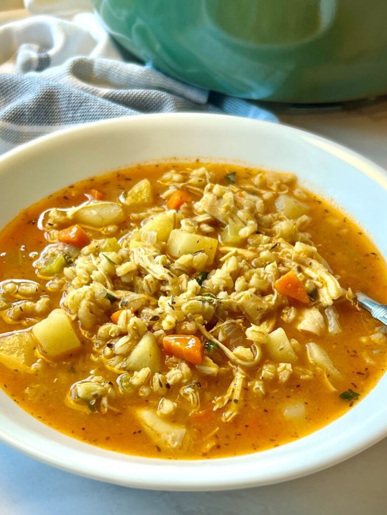 Chicken Barley Soup (with rotisserie chicken)