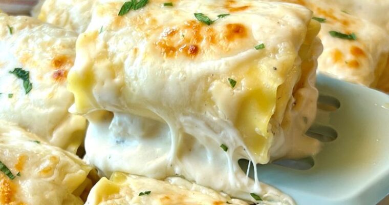 Chicken Alfredo Lasagna Rollups