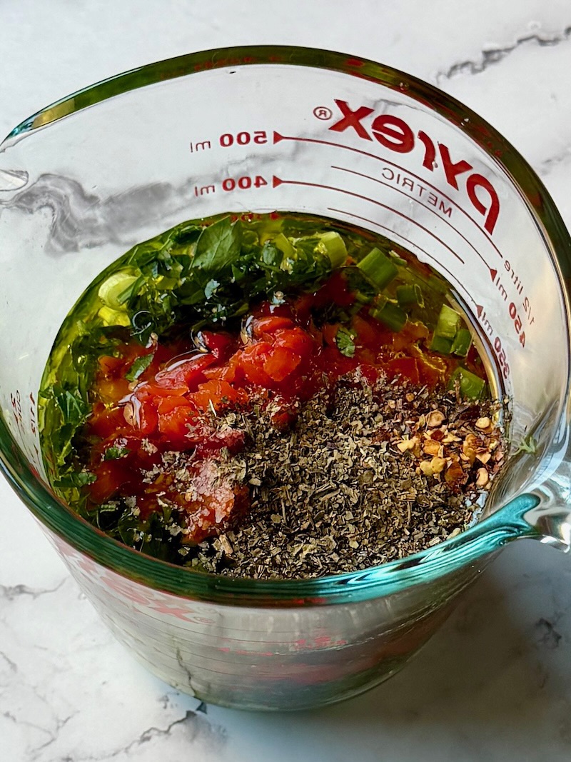 Marinade ingredients in a mixing bowl.