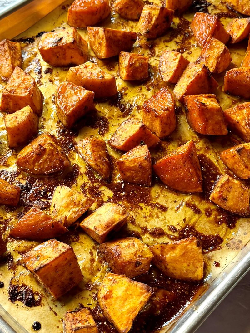 Roasted Sweet Potatoes with Brown Sugar