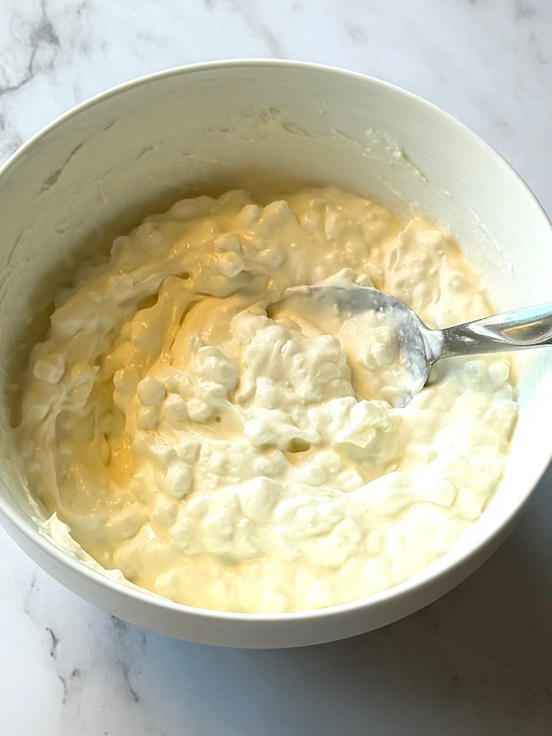 Cheese mixture combined with cream cheese, cottage cheese, and sour cream. 
