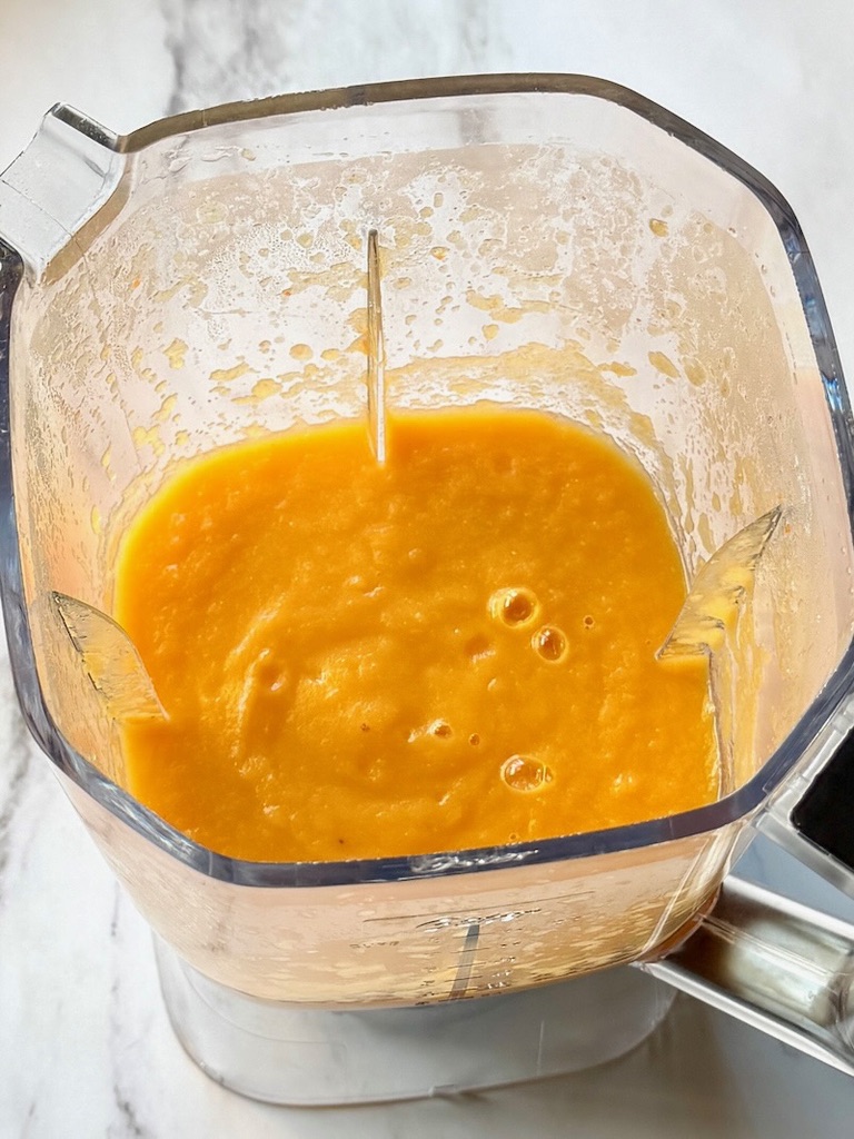 Veggies blended in a blender.