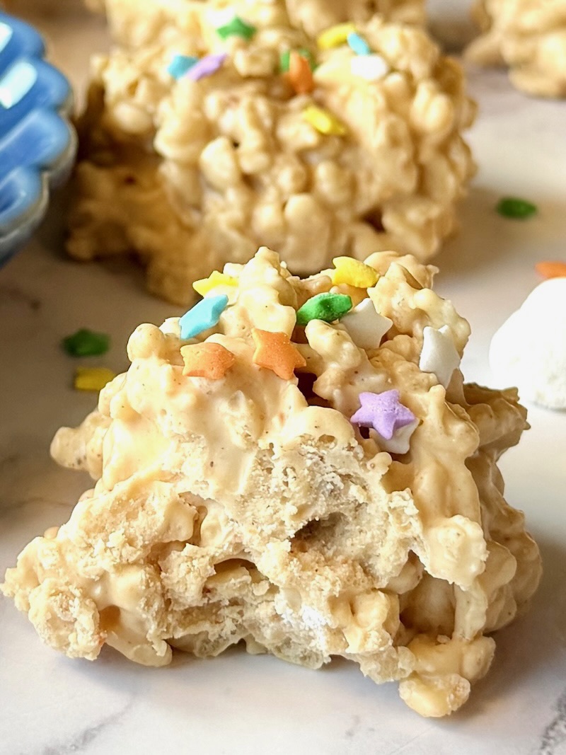 Avalanche cookies with spring sprinkles on top