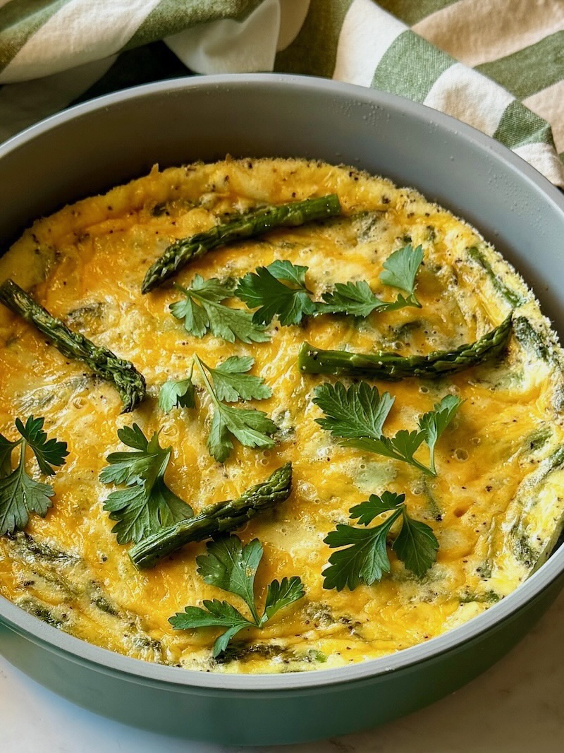 Spring frittata baked in baking dish