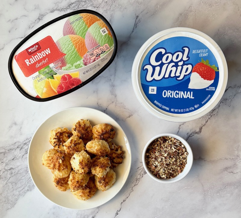 Ingredients displayed for Mom's sherbet dessert