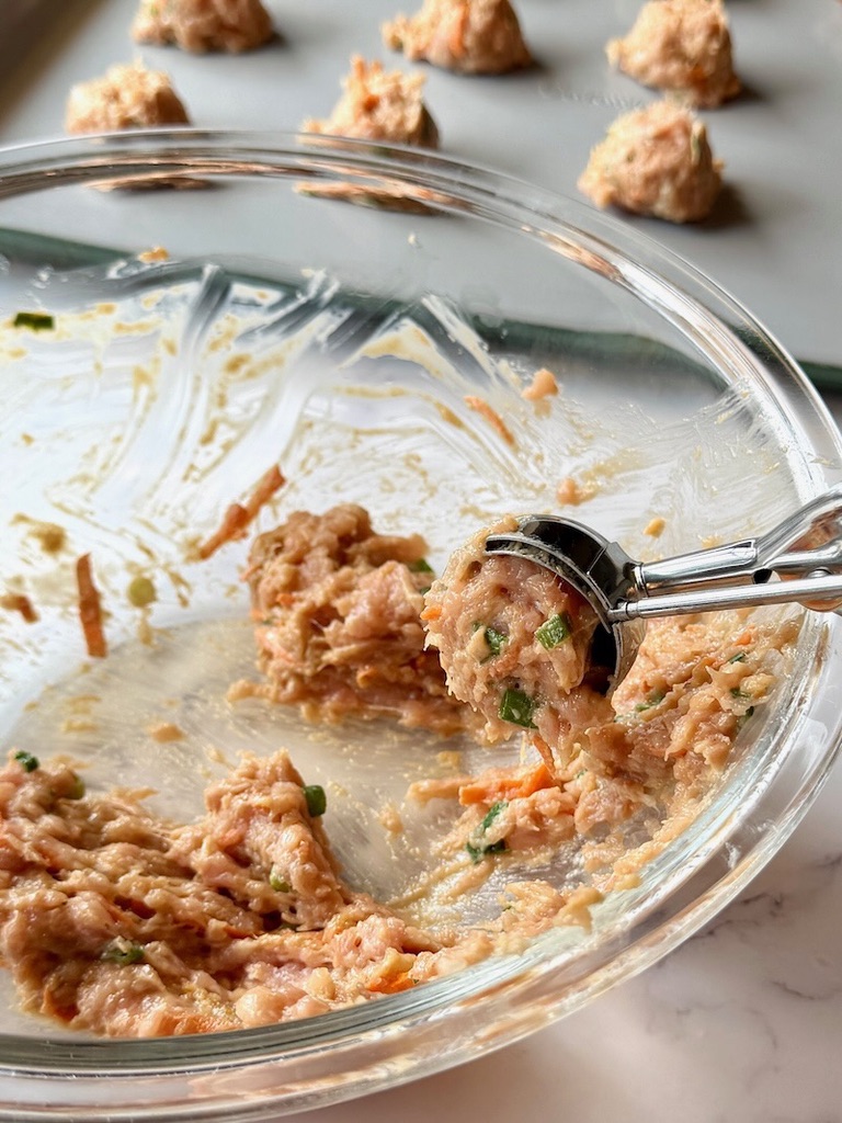small cookie scoop to portion meat filling