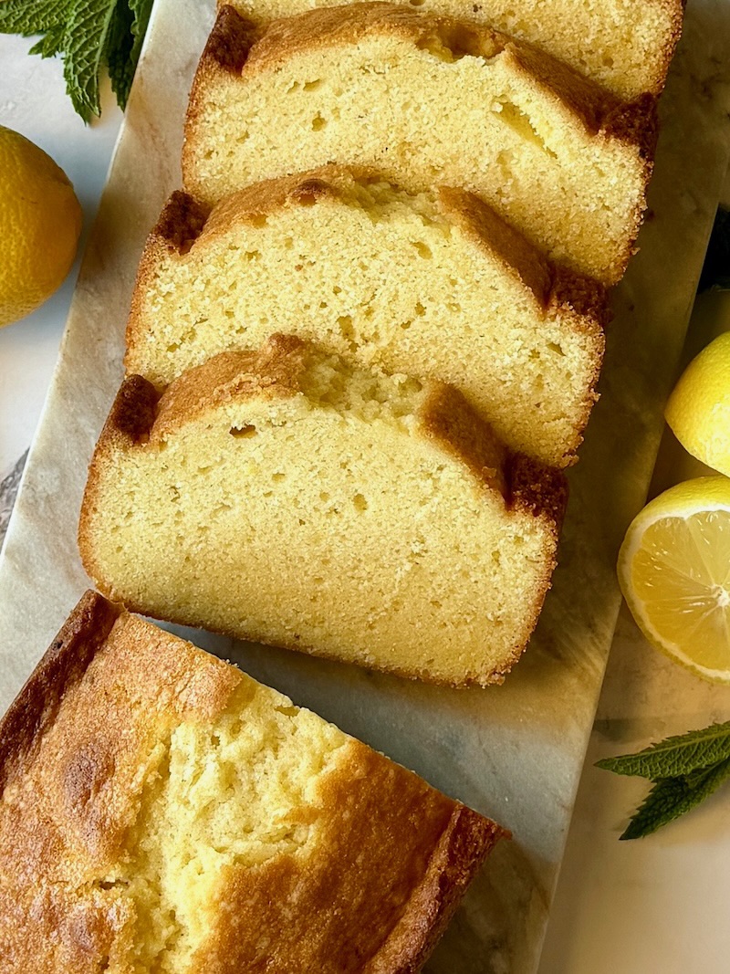 Slices of lemon pound cake