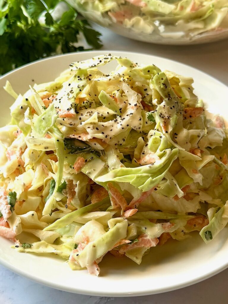 Best creamy coleslaw on a plate