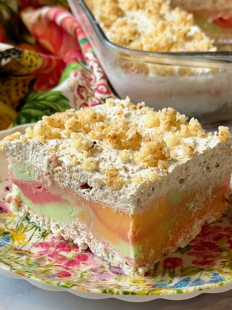 Sherbet dessert plated on a serving plate.
