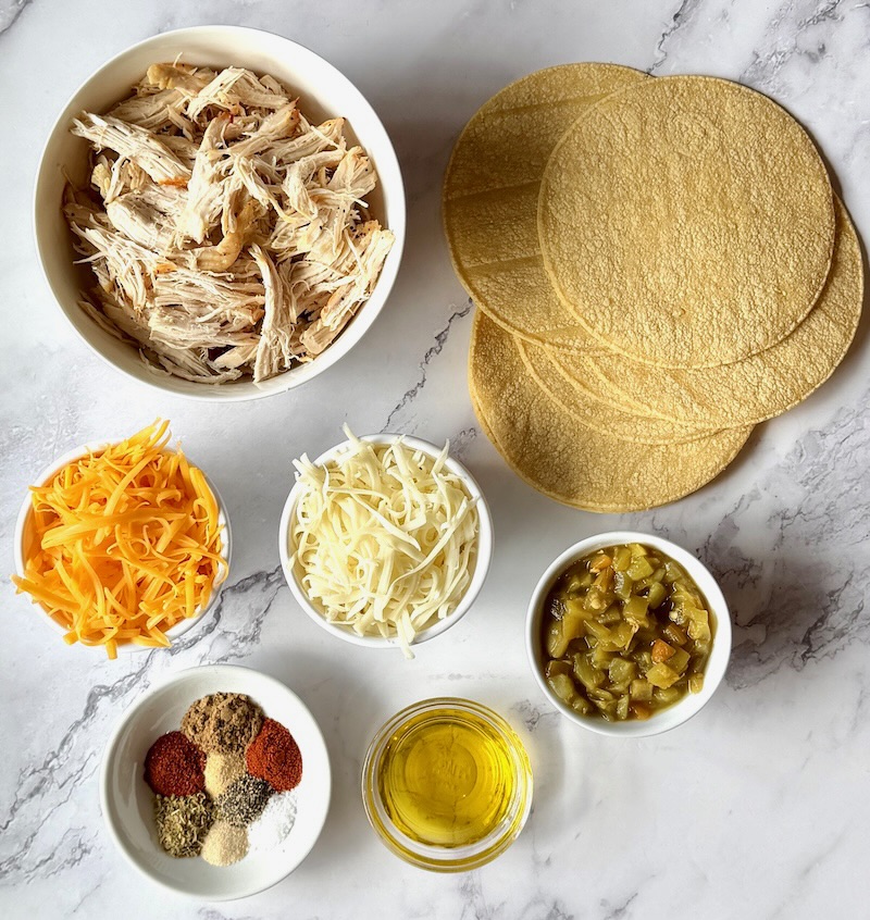 Ingredients displayed for crispy oven baked chicken tacos