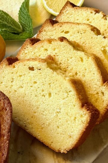 Slices of lemon pound cake