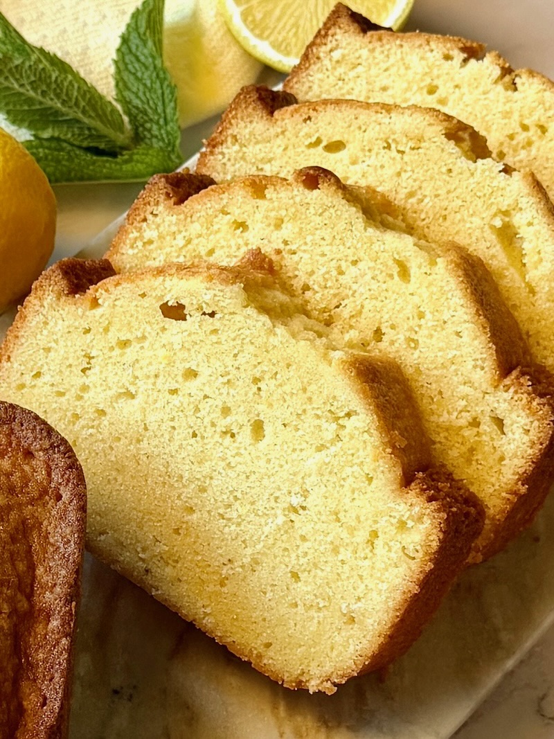Slices of lemon pound cake