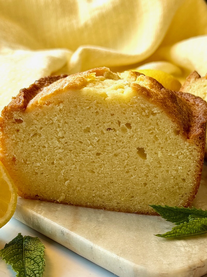 image of half the pound cake loaf