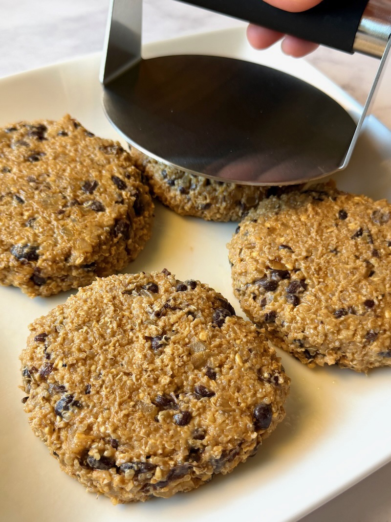 black bean mixture formed into patties