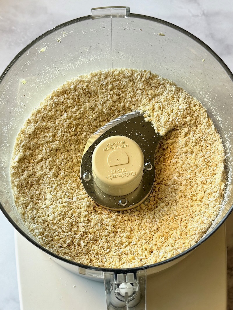 oats and almonds blended in a food processor 