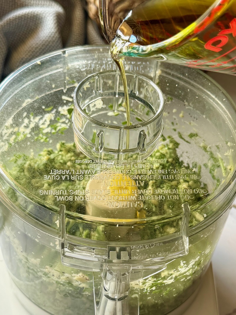 olive oil drizzled in the arugula mixture. 